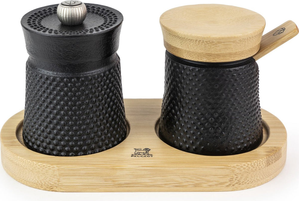 Peugeot bali fonte peper- en zoutstel 8 cm - zwart hout - gietijzer