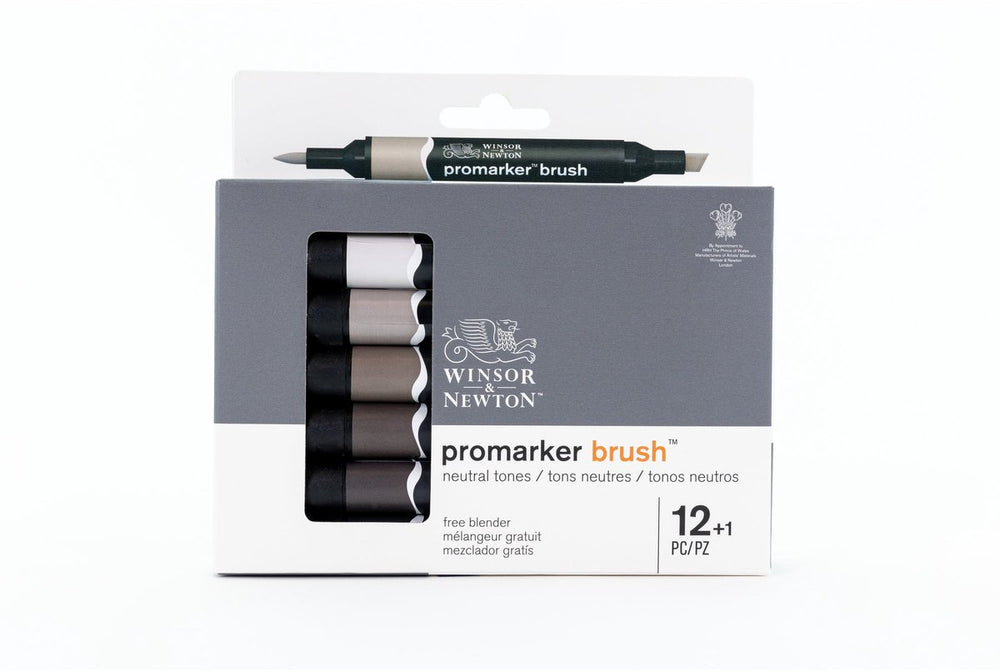 Winsor newton 0290144 promarker brush 12 greys neutral tones | professionele alcoholmarkers layoutmarkers