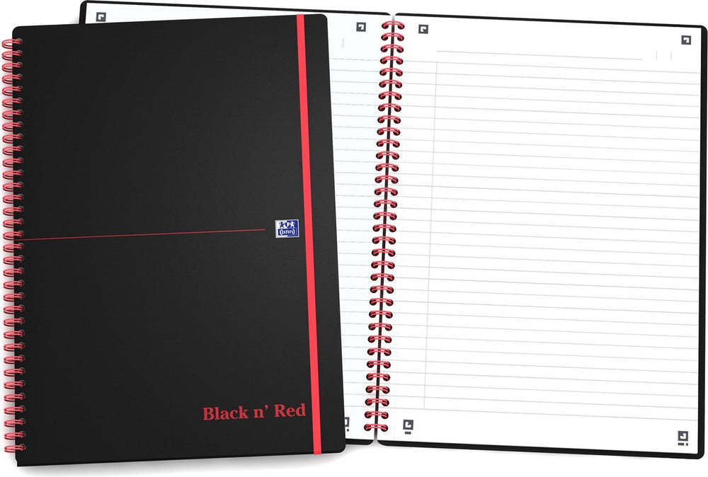 Oxford black n' red - notitieboek - a5 - gelijnd - 90g - softcover - zwart