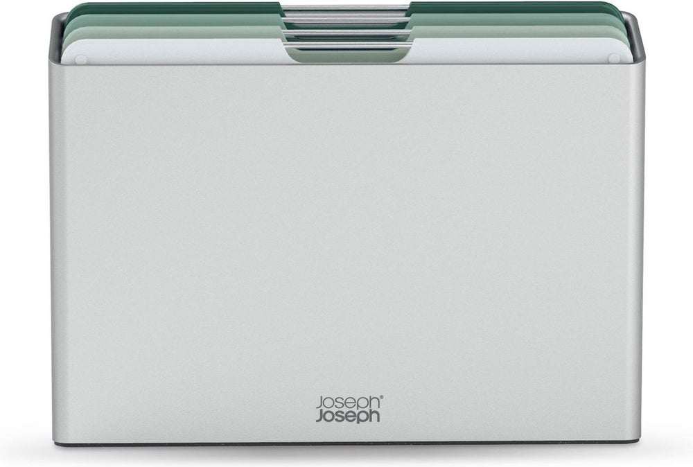 Joseph joseph folio™ snijplankenset 4-delig – large – lichtgroen – kleurgecodeerd – met opbergstand – rvs handgrepen
