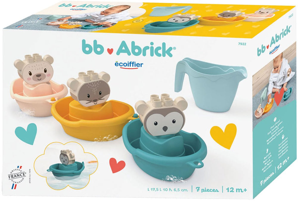 Abrick Ecoiffier Baby Bath Boat Animals with Watering Can - 7 pcs.