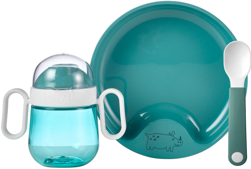 Mepal mio babyservies set - 3-delig - kraamcadeau - kinderservies - deep turquoise
