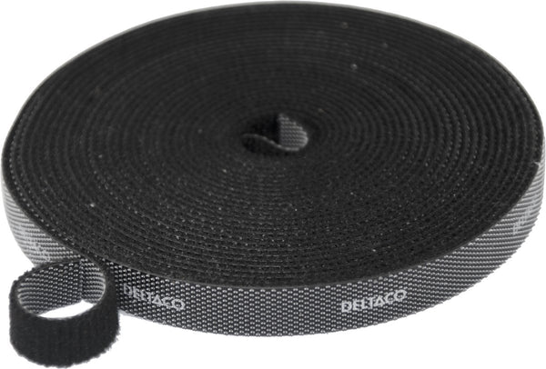 Deltaco cm05s kabelbinder klittenband - 10mm x 5m - zwart