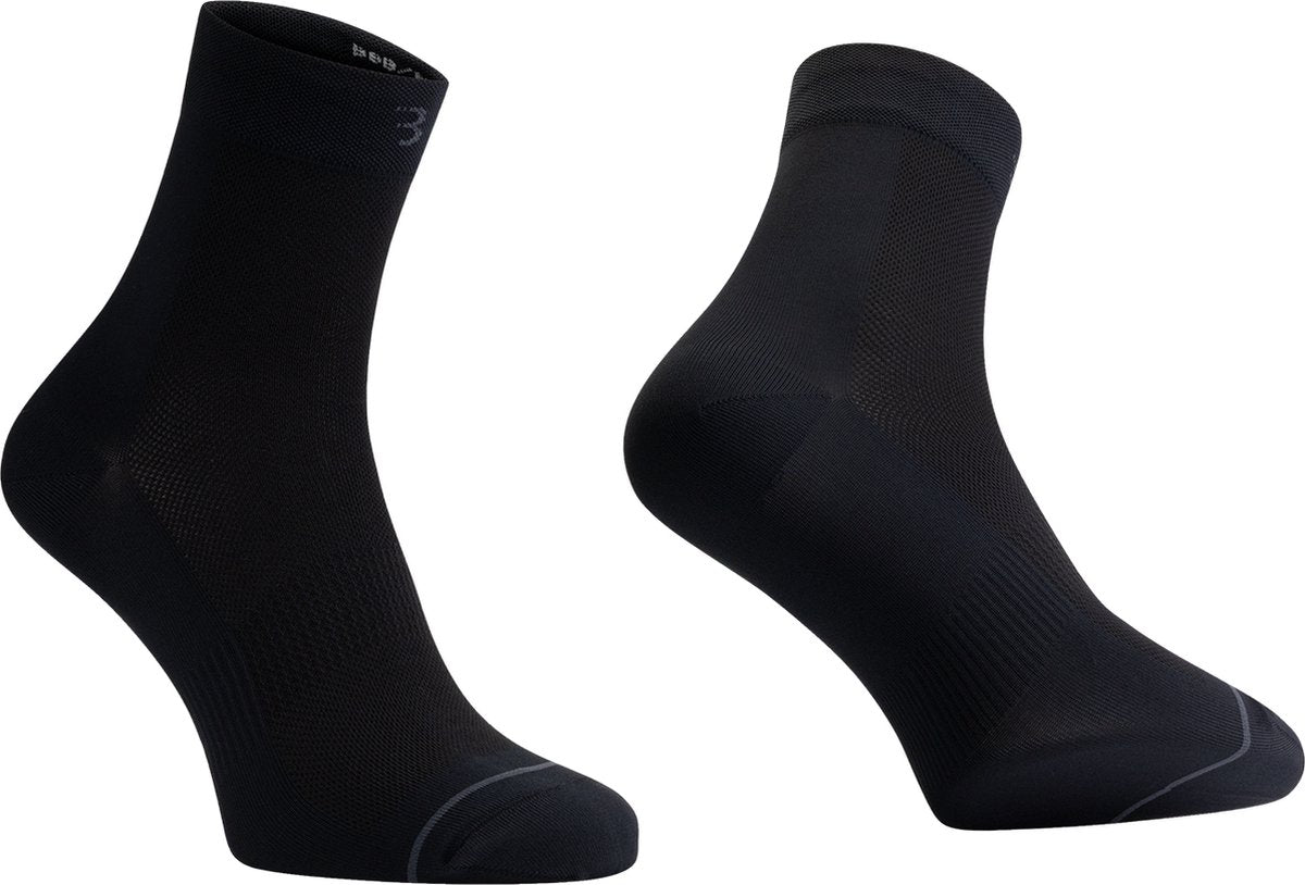 Bbb cycling fietssokken zwart - 3 paar - lengte: 13cm - duurzame wielrensokken zomer - maat 39 43 - fietssokken heren en dames - combifeet bso-20
