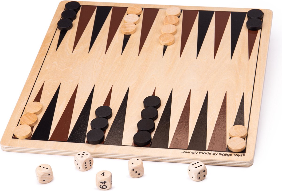 Bigjigs backgammon houten bordspel