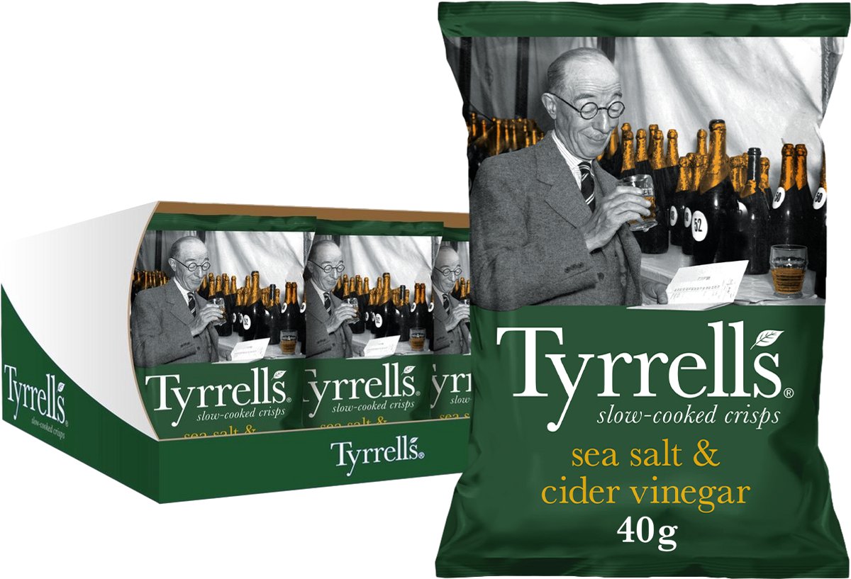 Tyrrells chips sea salt cider vinegar 18 x 40 gram