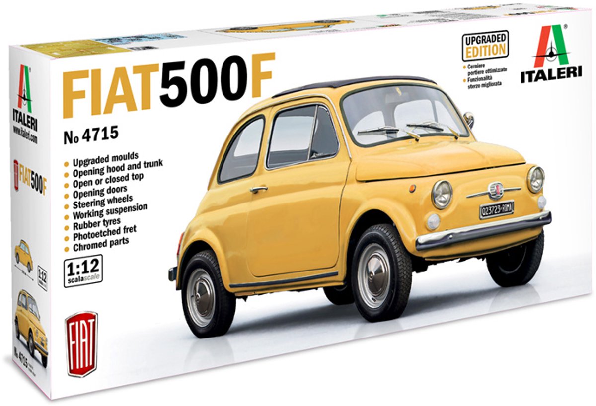 Italeri modelbouwpakket auto - 4715 fiat 500 f - auto - upgraded edition plastic - 1:12 - modelbouw