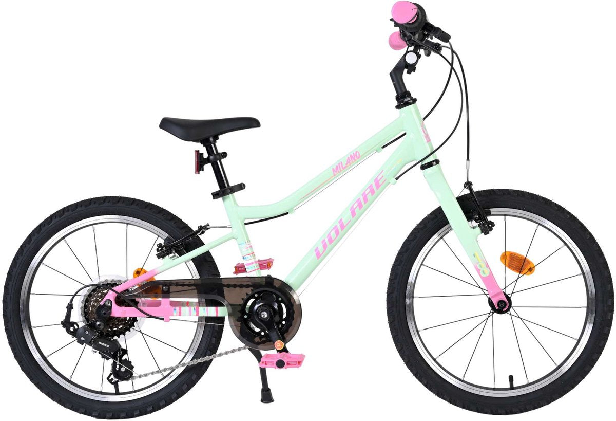 Volare milano kinderfiets - meisjes - 18 inch - mintgroen - 6 speed