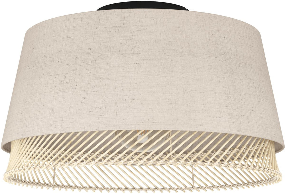 Eglo tabley plafondlamp - e27 - ø 38 cm - natuur|bruin|zwart - textiel