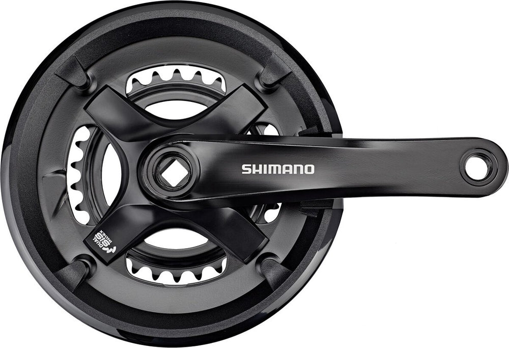 Shimano fc-ty501-2 crankstel 46 30t 2x7 8-speed – vierkante as, zwart, voor mtb en trekkingfiets