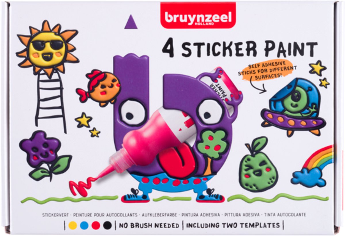 Bruynzeel stickerverfset 4 kleuren met 2 sjablonen | 2 stuks