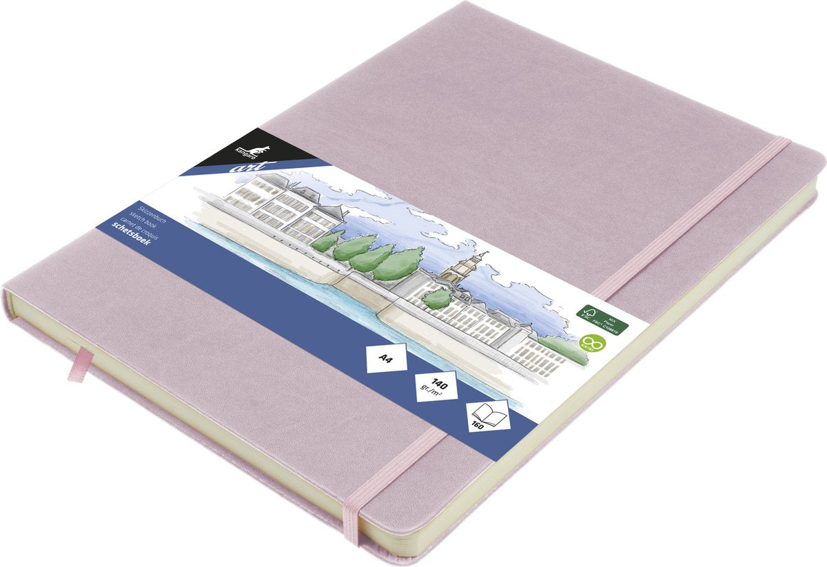 Kangaro schetsboek - a4 - violet - pu hardcover - met elastiek en lint - k-861243