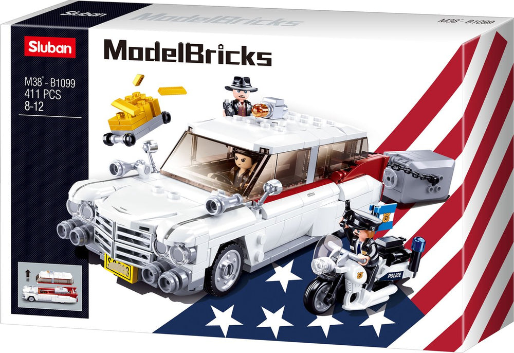 Sluban modelbricks amerikaanse overvallerswagen bouwspeelgoed kinderen vanaf 8 jaar – constructiespeelgoed modelbouw – bouwdoos met 411 bouwstenen – m38-b1099