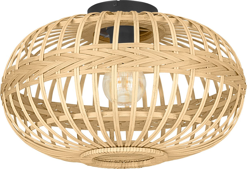 Eglo amsfield plafondlamp - e27 - ø 45 cm - hout, bamboe - bruin zwart