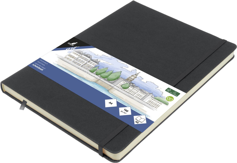 Kangaro schetsboek a4 - cold grey - hardcover kaft - met elastiek en lint
