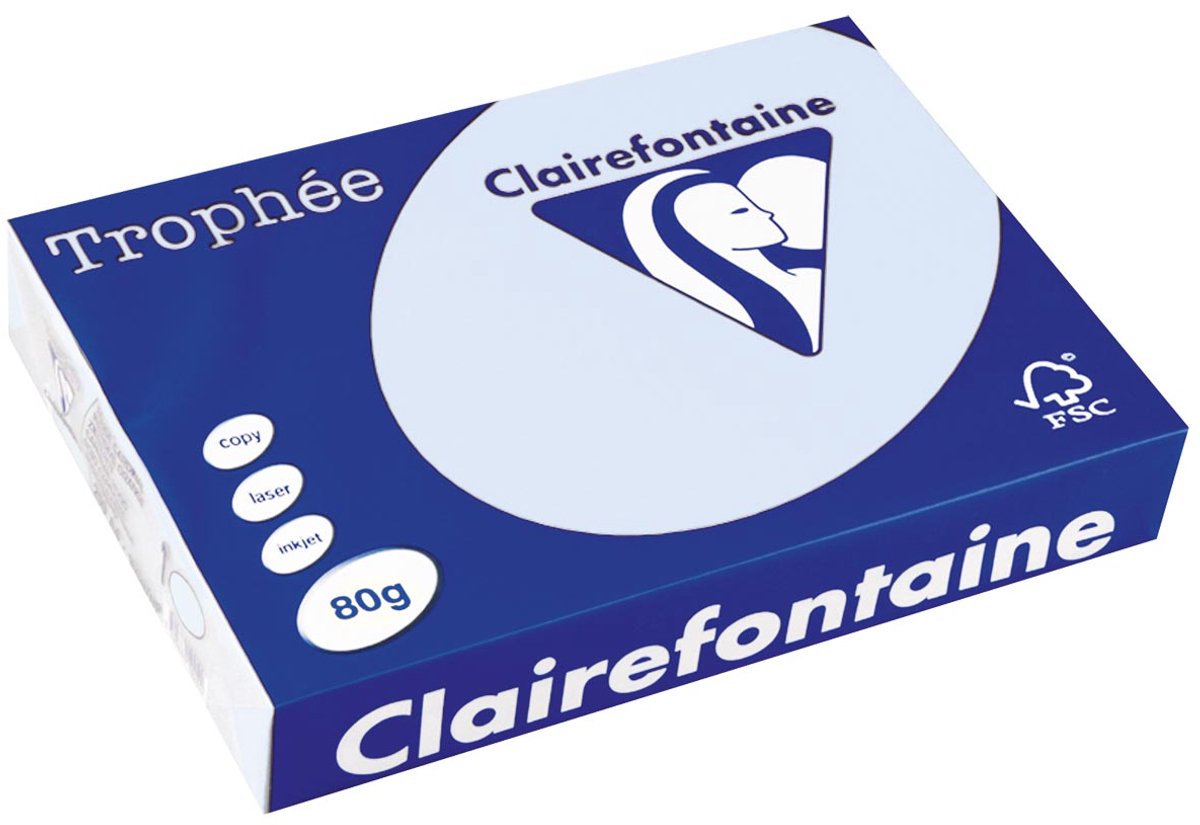 Clairefontaine trophée gekleurd papier, a4, 80 g, 500 vel, azuurblauw