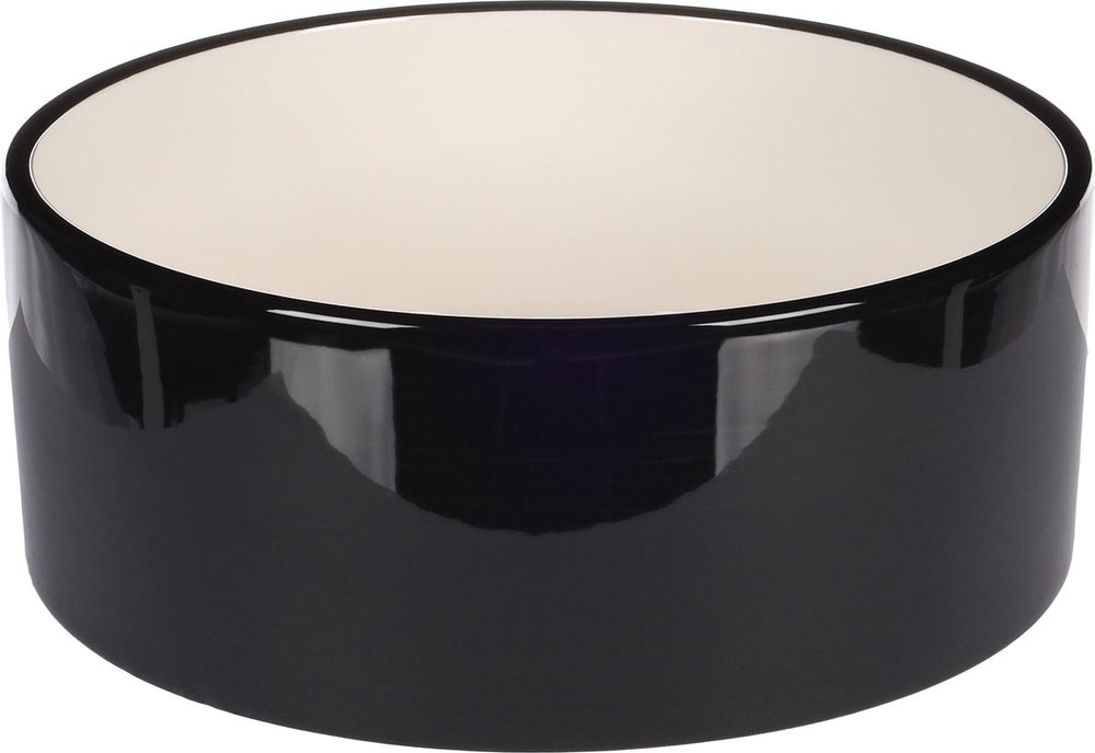 Flamingo voerbak hond – eetbak hond keramiek – stijlvolle zware keramische kom – ø20 cm – 1,7l – eet- en drinkpot rocky rond zwart wit