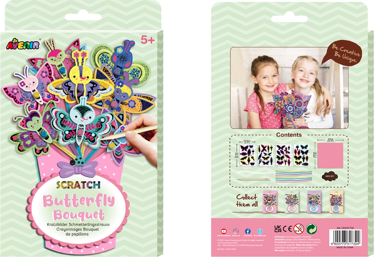 Avenir scratch boeket - vlinder - maak je eigen boeket - knutselplezier - 5+