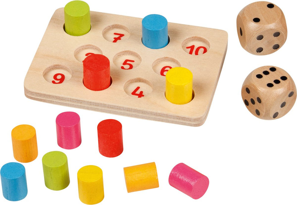 Goki dobbelspel - shut the box mini - 7x5x1,5cm - hout - 6 jaar
