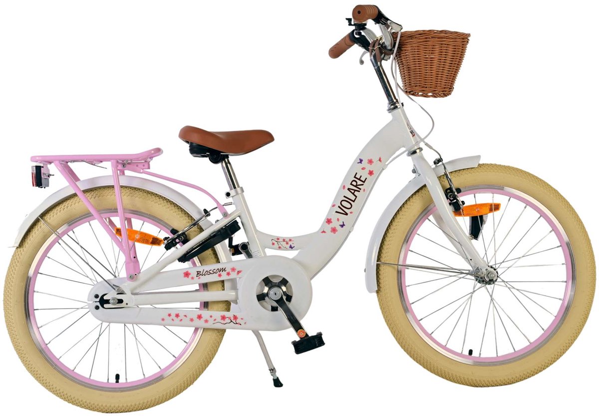 Volare bloesem kinderfiets - meisjes - 20 inch - wit - twee handremmen