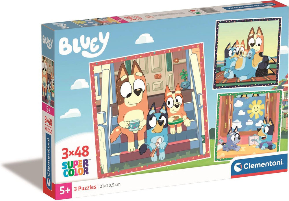 Clementoni legpuzzel super kleur vierkant blauw, 3x48st.