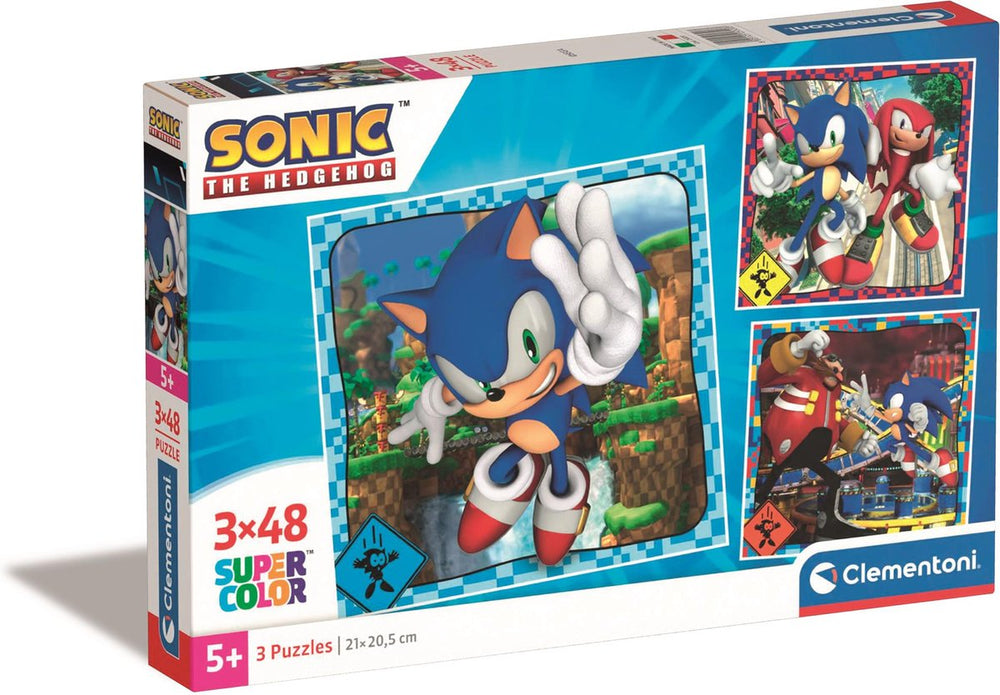 Clementoni legpuzzel super kleur vierkant sonic, 3x48st.