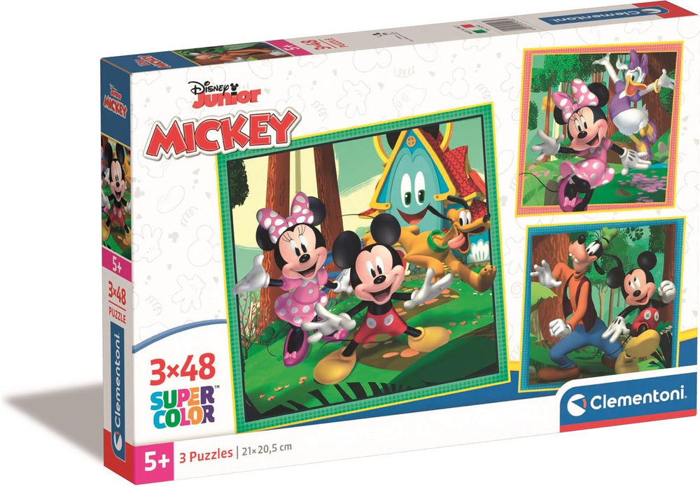 Clementoni legpuzzel superkleur vierkant mickey en vrienden, 3x48st.