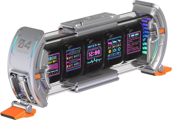 Divoom - times gate - digital display - met 5 lcd schermen - met app - notificaties - custom pixel art (grijs)