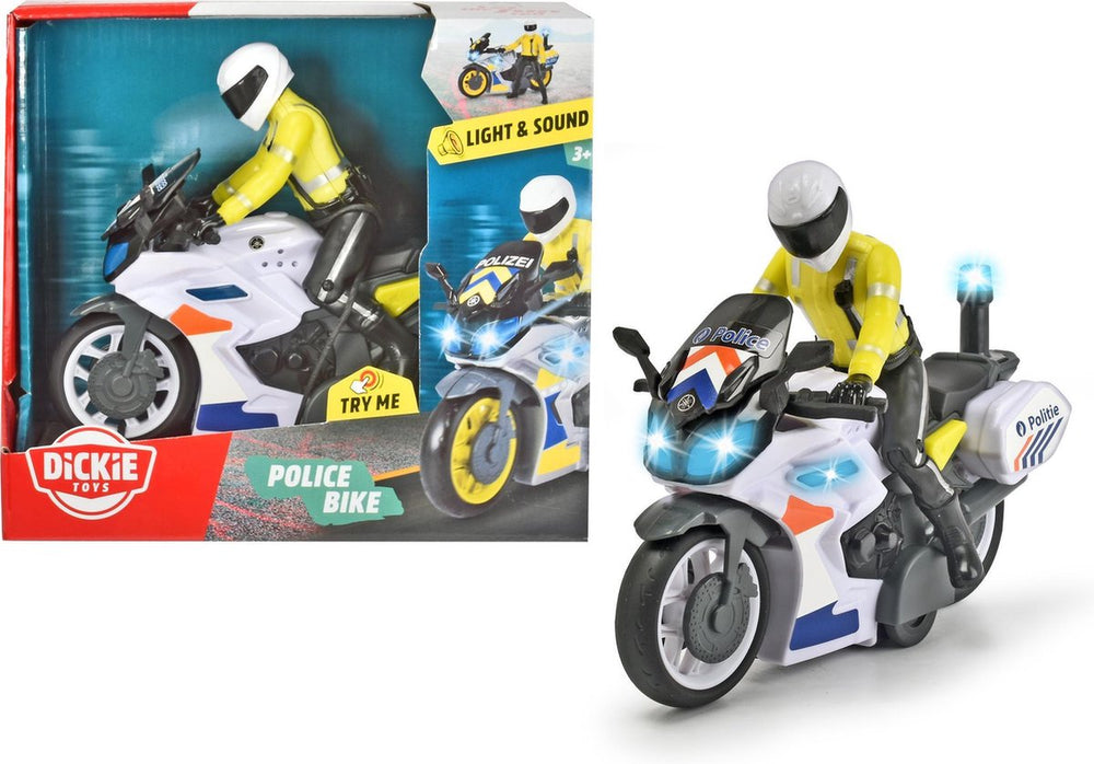 Dickie toys politie motor - belgische versie - 17 cm - licht geluid - speelgoedvoertuig