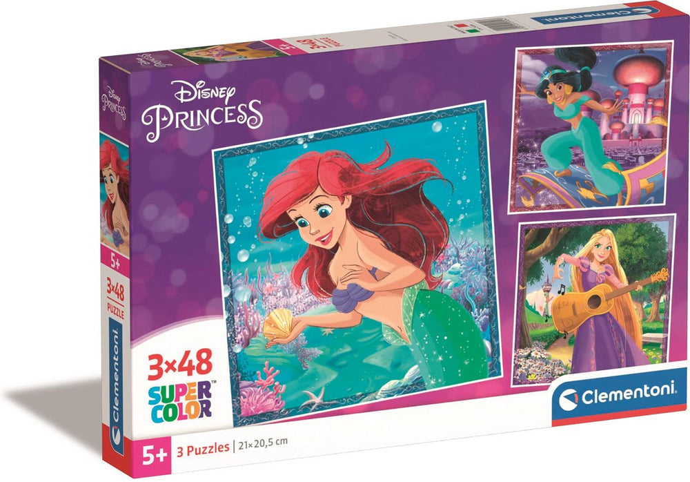Disney clementoni legpuzzel super kleur vierkant prinses, 3x48st.