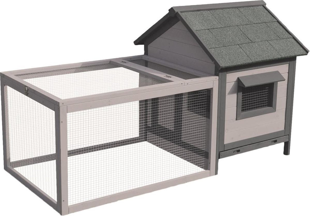 Flamingo konijnenhok grace cottage - 146 x 75 x 83 cm - grijs