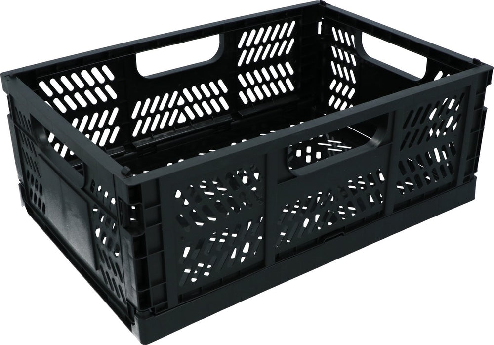 Dresco fietskrat - compact inklapbaar - voor voordrager bakkersrek of bagagedrager -17 liter - 43x29x16 cm - geperforeerde bodem
