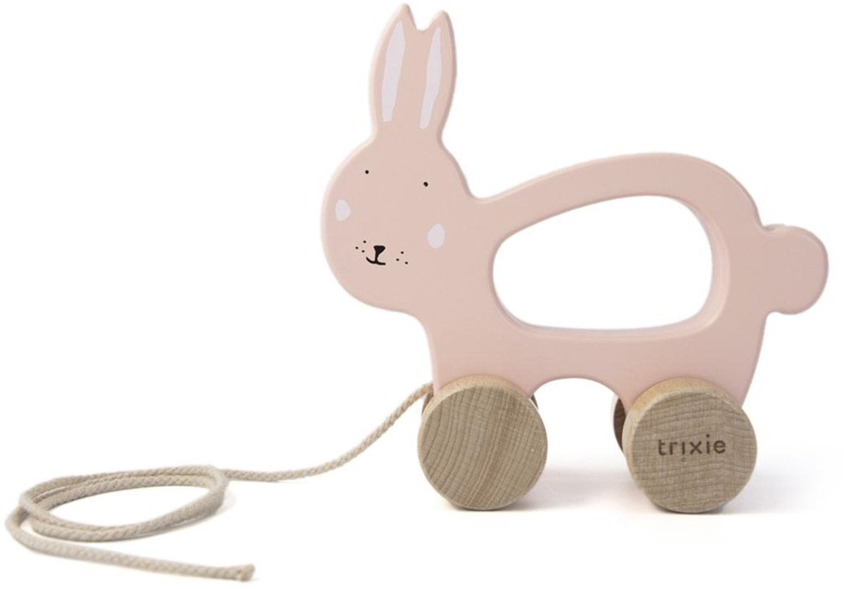 Trixie houten trekspeeltje - mrs. rabbit - voor de eerste stapjes - babyspeelgoed - voor jongens meisjes - konijn