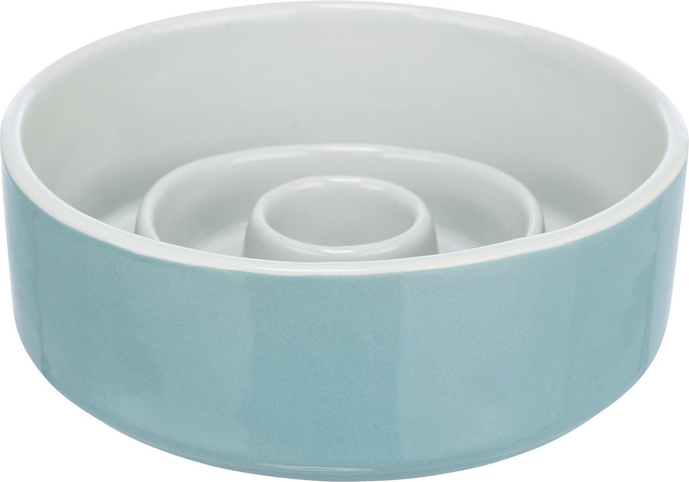 Trixie voerbak slowfeeding keramiek grijs blauw