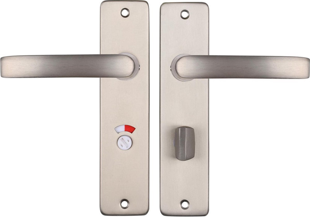 Starx deurklink zilver - rvs look – deurbeslag – deurschild met toiletsluiting (wc63–8) – deurklink blok