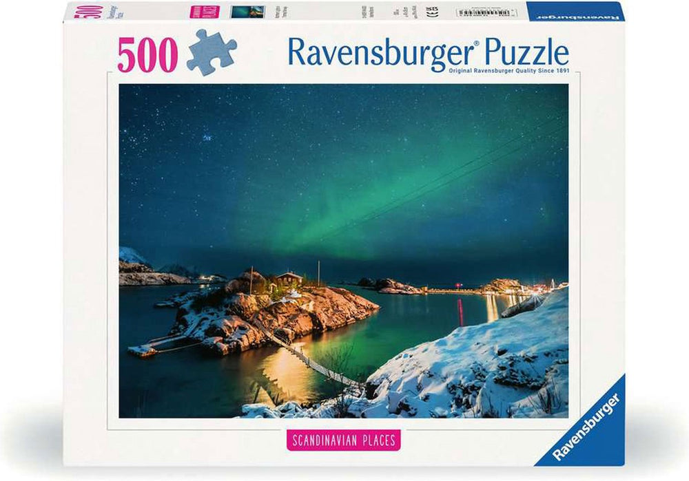 Ravensburger puzzel noorderlicht bij bergsfjord - legpuzzel - 500 stukjes