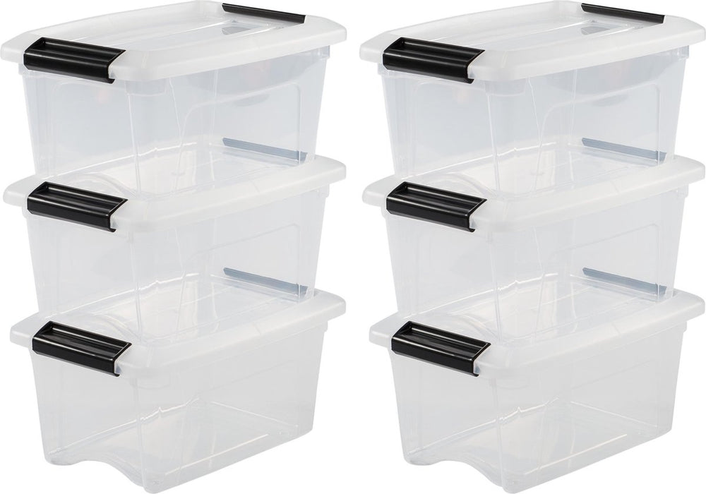 Iris new topbox opbergbox - 5l - kunststof - transparant zwart - set van 6
