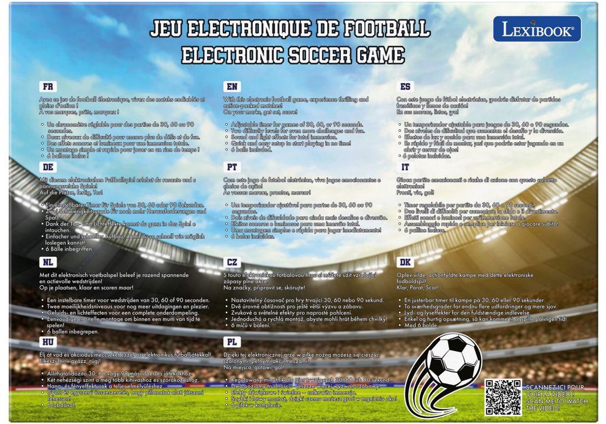 Lexibook elektronisch voetbal spel met verlichting en geluid voor 2 spelers