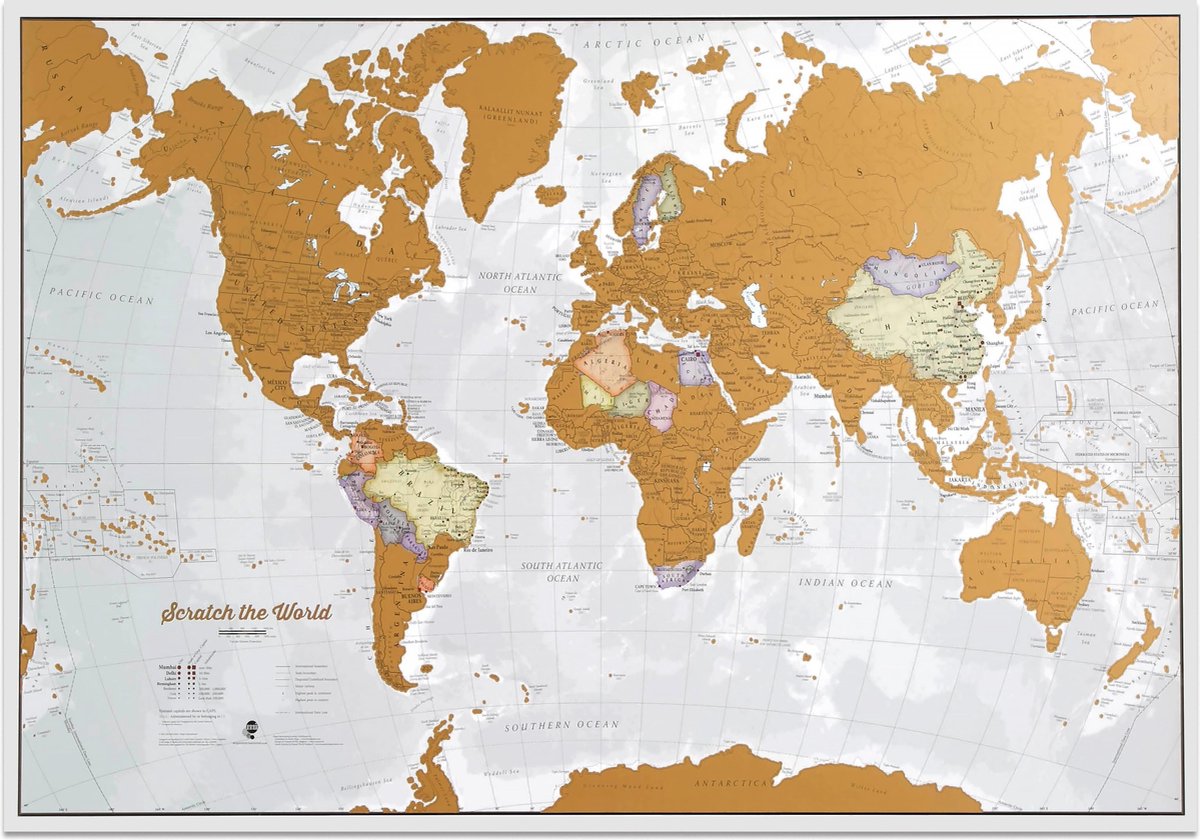 Maps international kras de wereld® - engelse uitvoering met luxe afwerking -