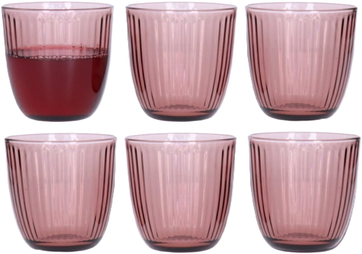 Bormioli rocco bormioli drinkglazen - 6x stuks - roze - 290 ml - waterglazen - sapglazen