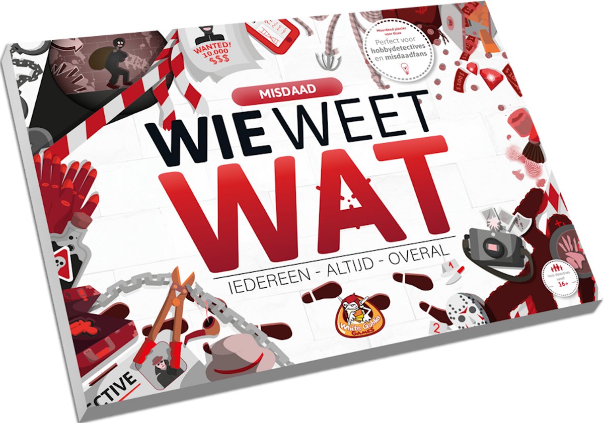 White goblin games - wie weet wat: misdaad - partyspel - 2 tot 10 spelers - speelt snel en de uitleg is nĂłg sneller - wie weet wat speel je altijd, met iedereen en overal - ideaal cadeau