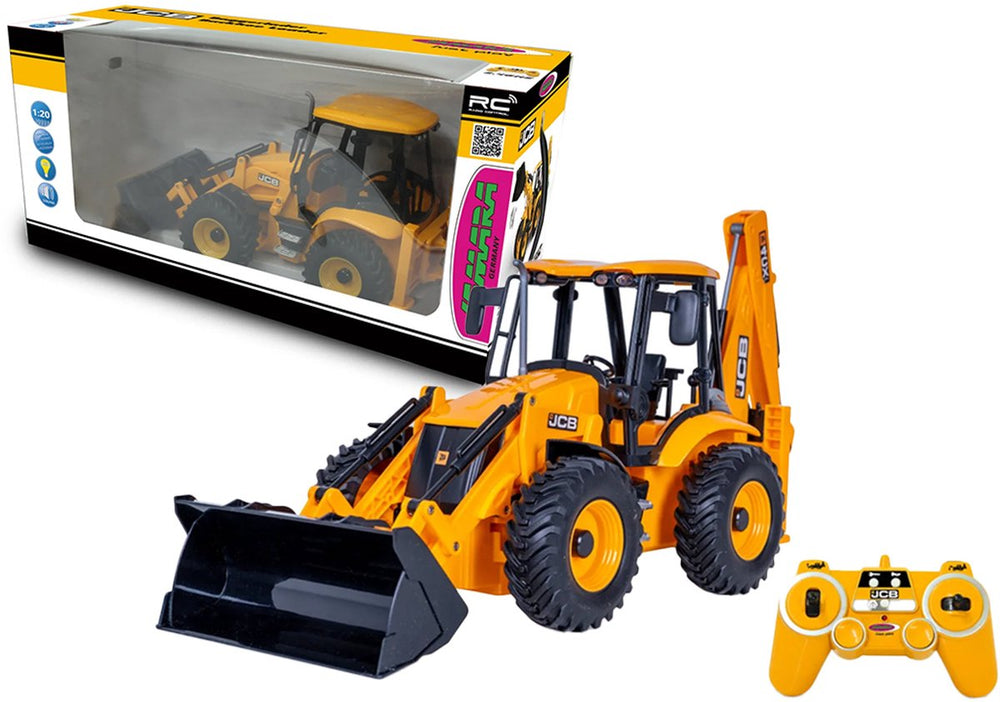 Radiografische JCB graaflaadmachine 1:20 geel