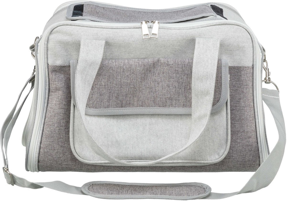 Trixie hondentas libby grijs - gaas-inzetstuk, 42x25x27 cm - met schouderriem en korthouder