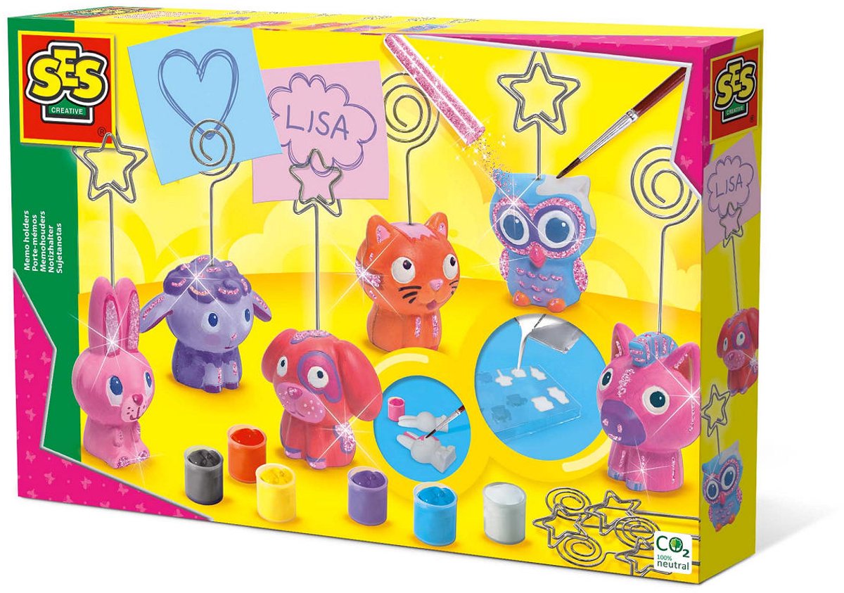 Ses creative - hobby pink - casting and painting - memo holders - crafts girls - fast drying - from 5 years