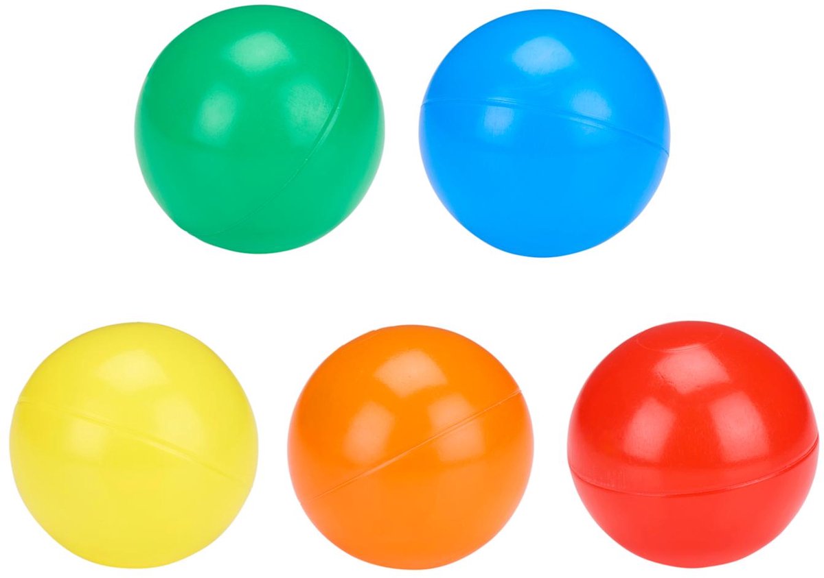 Eddy toys ballenbakballen - 50 stuks - ball pit balls assorti kleuren - ballenbak ballen voor speeltent - aanvulling voor ballenbak - rood, geel, groen, blauw en oranje