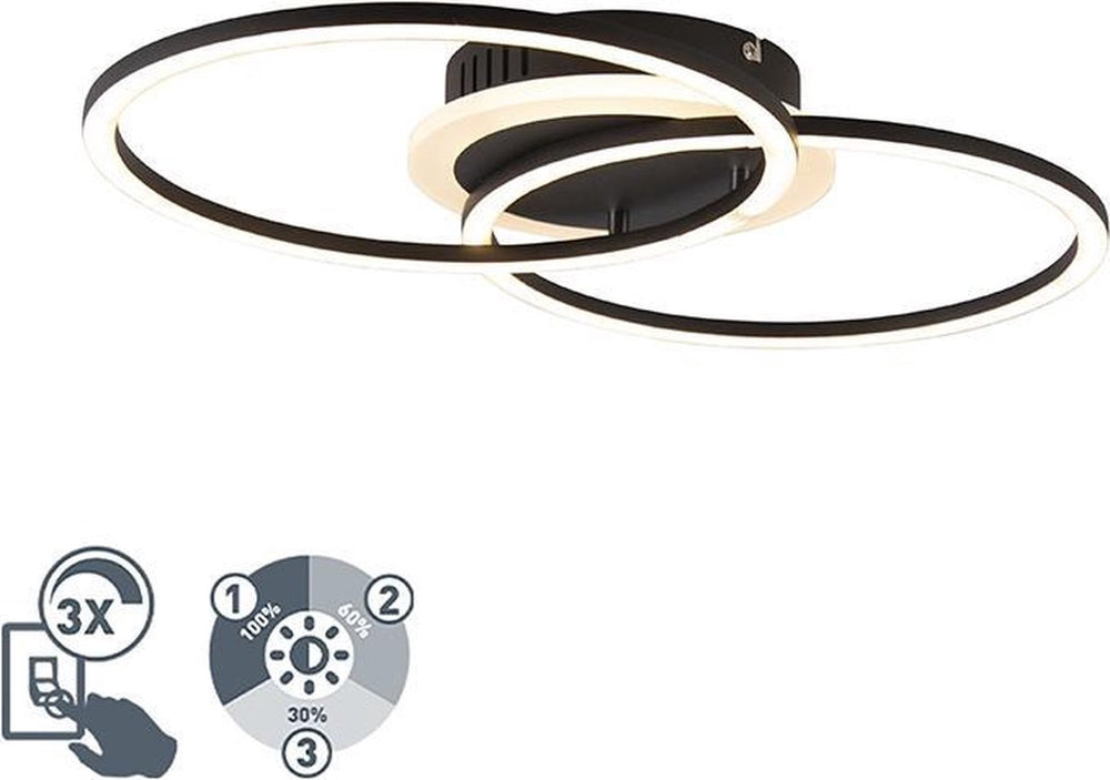 Rl live your light reality venida - plafondlamp - zwart mat - incl. 1x smd 25 w - osram lichtbron - licht apart schakelbaar - geschikt voor vaste montage of stekker