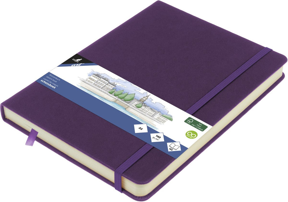 Kangaro schetsboek - a5 - purple heart - met elastiek en lint