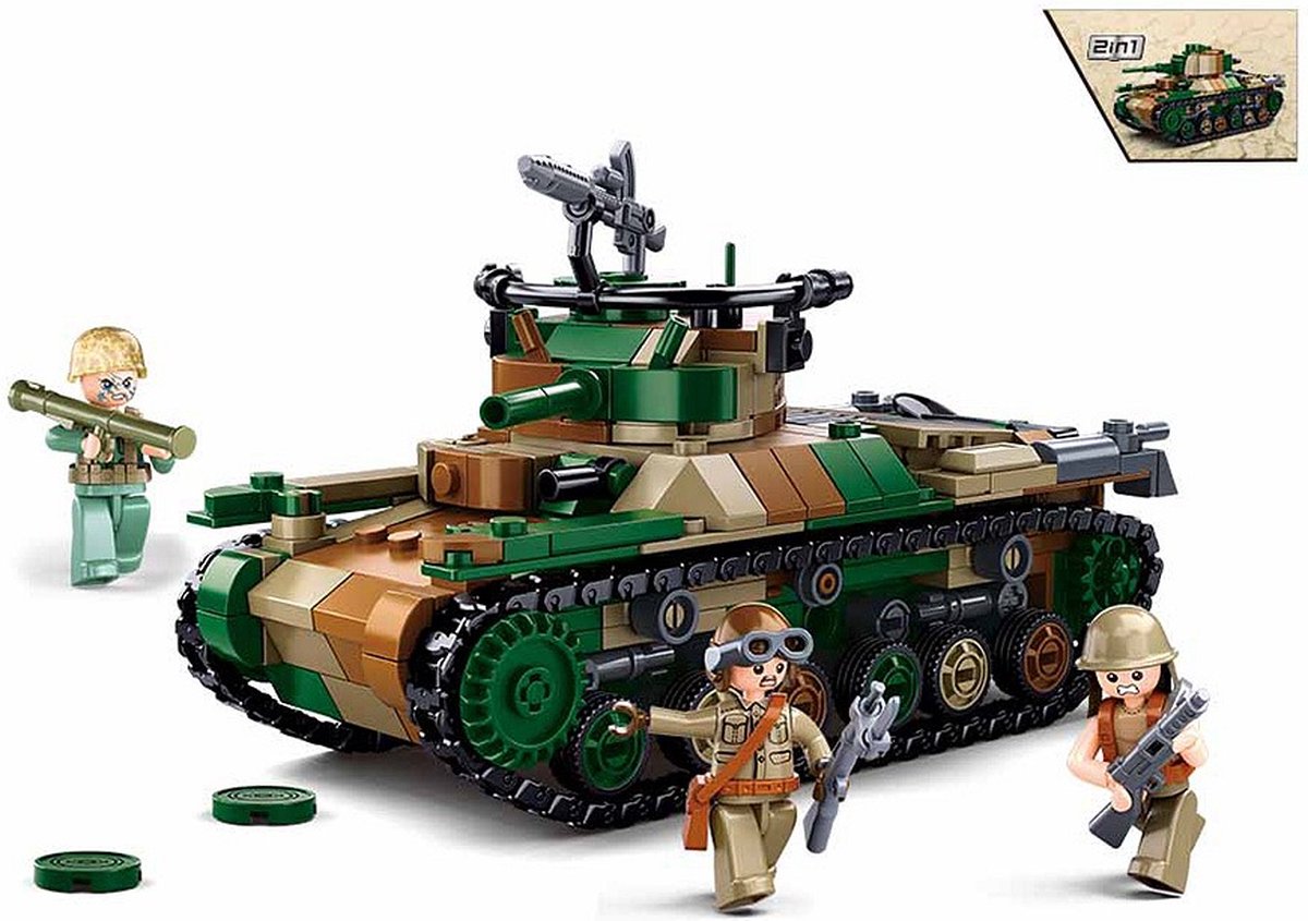 Sluban army wwii type 97 medium tank – leger speelgoed – bouwset met 610 bouwstenen – m38‑b1107 – vanaf 8 jaar