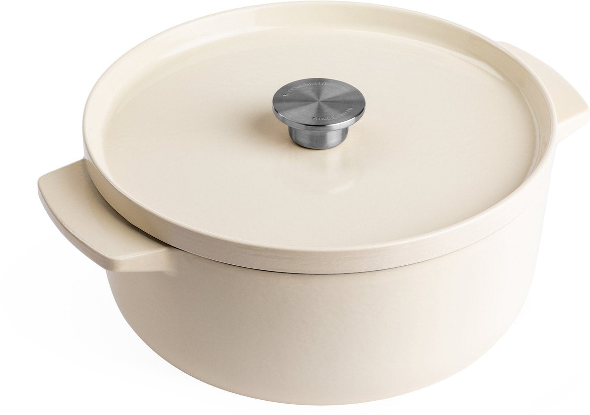 Kitchenaid braadpan 22cm - geëmailleerd gietijzer - amandel wit - rond