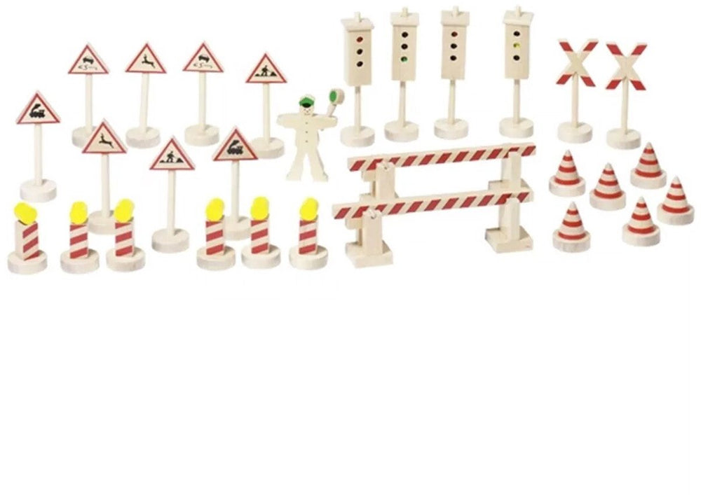 Goki verkeerstekens ii h4,5-12,5cm, 29-delig, hout, 3+